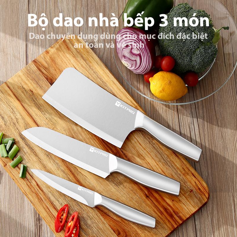 Bộ Ba Món Bằng Thép Không Gỉ, Dụng Cụ Nhà Bếp, Bao Gồm Dao Xương, Dao Đầu Bếp Và Dao Nạo Trái Cây