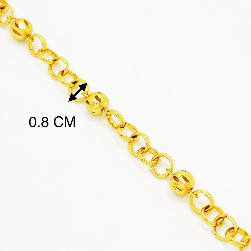 Product Introduction of BR37 - T83120 Rantai Tangan Kendi Boba Love Batik Gantung Tepi Lebar 0.8 CM Emas Sadur 24K Emas Bangkok Emas Korea Gelang Bracelets 36