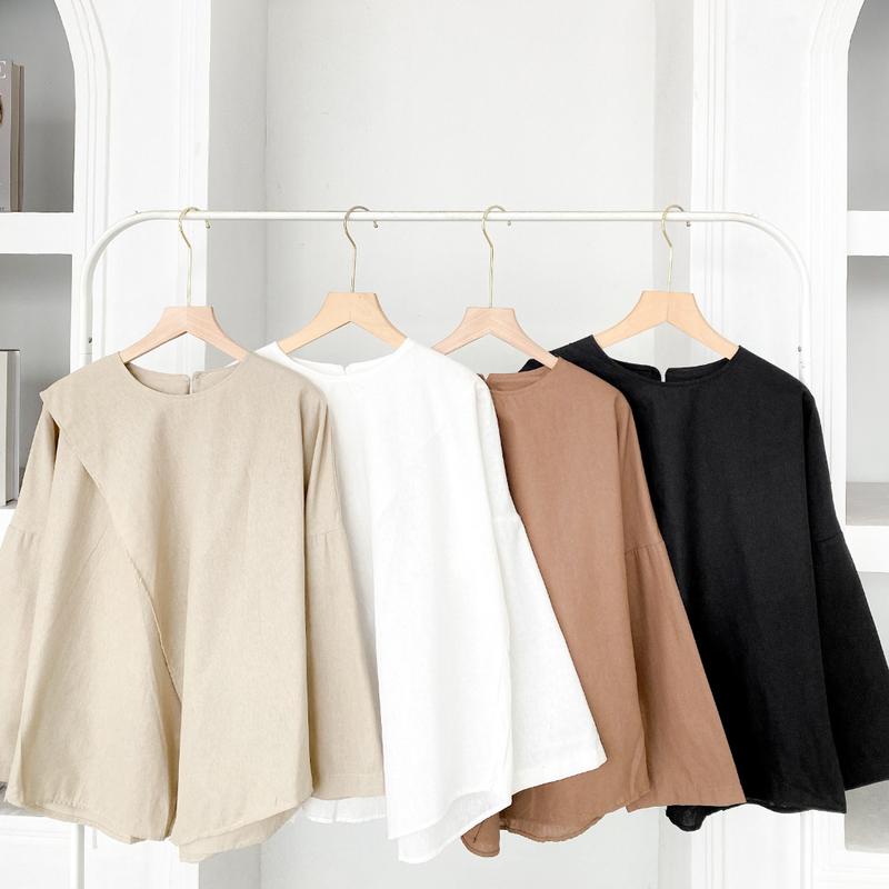 GLADY SLIT BLOUSE - FLOTTILICIOUS / baju wanita / atasan murah / fashion outfit / hijab ootd /  baju murah kekinian / blouse korean style Kain Kancing Casual 4