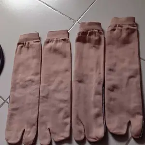 3 PASANG KAOS KAKI JEMPOL MUSLIMAH COKLAT TELAPAK HITAM | Kaos kaki perempuan poliester polos panjang Wanita Panjang Dewasa Umroh Pendek