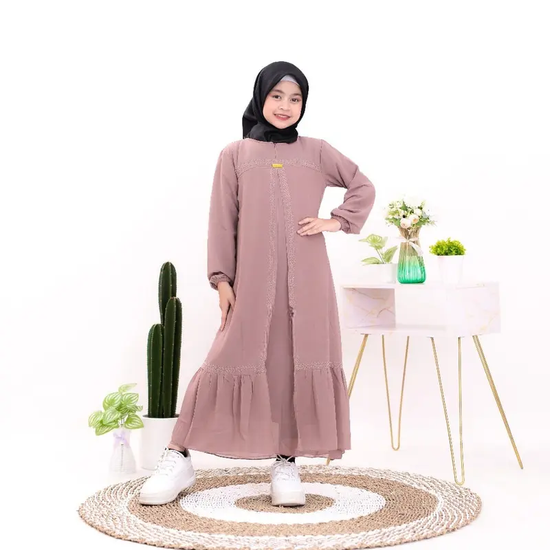 Hanakids Abaya anak perempuan | Crinkle mix swarosky premium | Baju Gamis Anak Perempuan Elegant Terlaris 6
