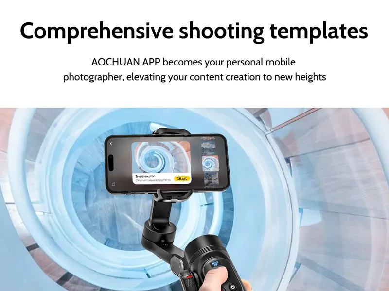 Product Introduction of AOCHUAN Gimbal Stabilizer for Smartphone, 3-Axis iPhone Gimbal, Portable Gimbal w/OLED Display for iPhone/Andriod, Gimbal stabilizer, Phone Gimbal stand with Face/Object Tracking for Tiktok Youtube, long-short video, Vlog-Smart X Pro black 16