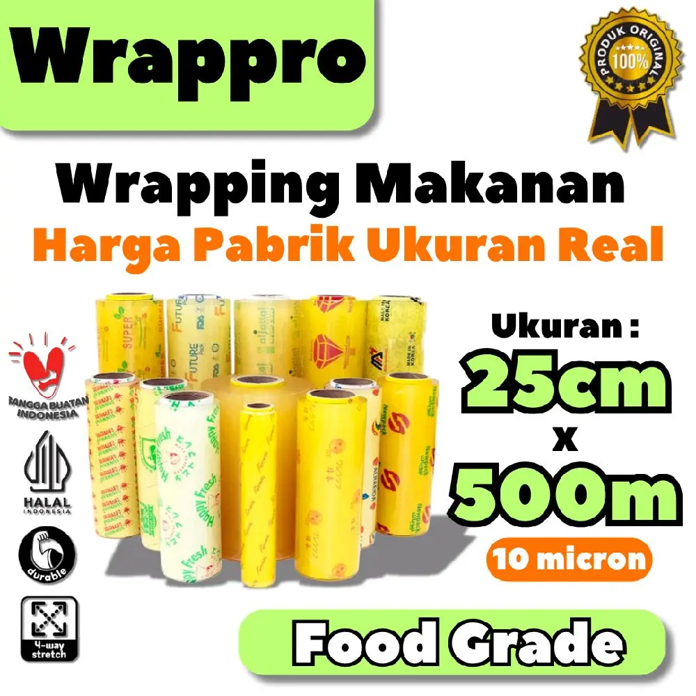 Plastik Wrapping Makanan Food Grade 25cm x 500m x 10micron / Pembungkus Makanan FOOD GRADE / Food Grade Wrap Roll Premium