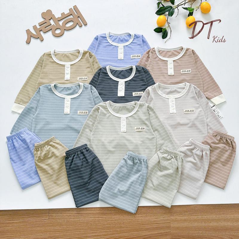 Combo 5 bộ quần áo dài tay 3 cúc chất liệu tăm xuất Hàn cho bé trai bé gái cao cấp từ 5 Kg - 16 Kg hỗ trợ mix Size