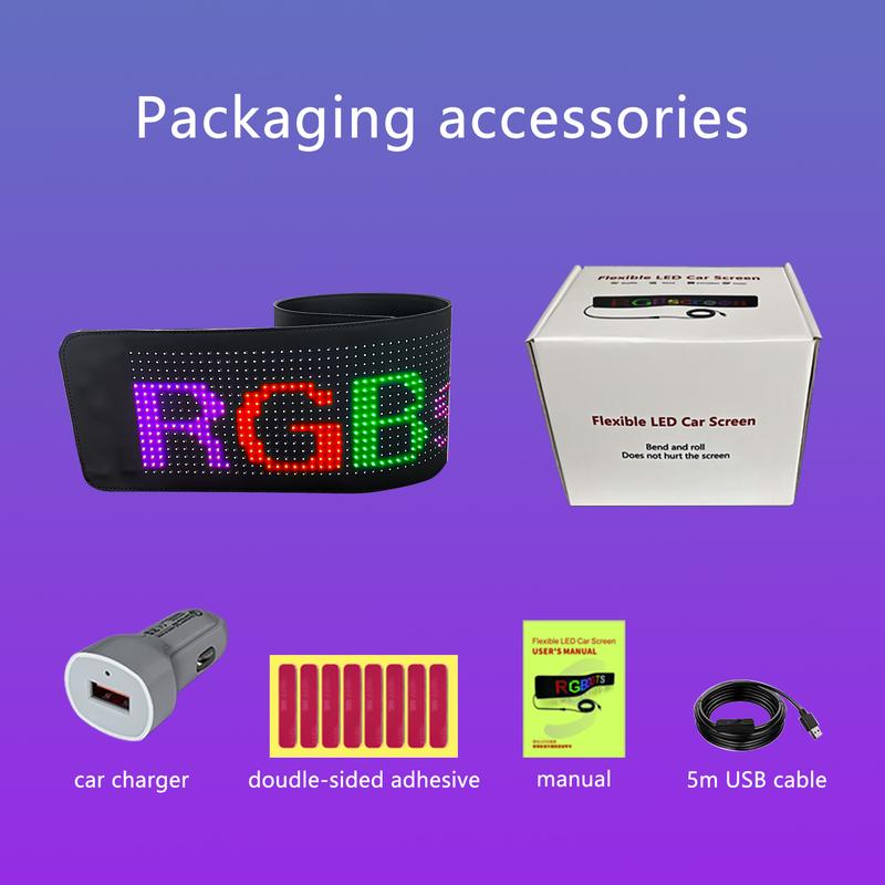 Product Introduction of LED Sign for Car Super Bright Programmable LED Sign USB 5V Flexible LED Matrix Panel For Store Hotel Bar Bluetooth LED Display 26