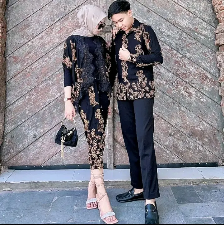 SET BATIK WAYANG DAUN COUPLE LILIT RUBY+ KEMEJA PANJANG Cewek Cowok 0