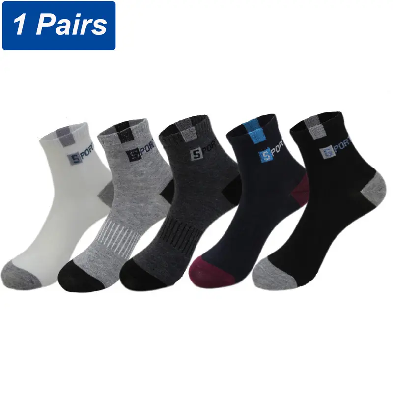 Vớ Thể Thao Nam Mùa Hè, 1 Đôi, Màu Đen, Trắng Và Xám, Chống Mùi, Thoải Mái, Kích Thước Lớn, Meias EU 43-47, Bán Chạy Năm 2024 0