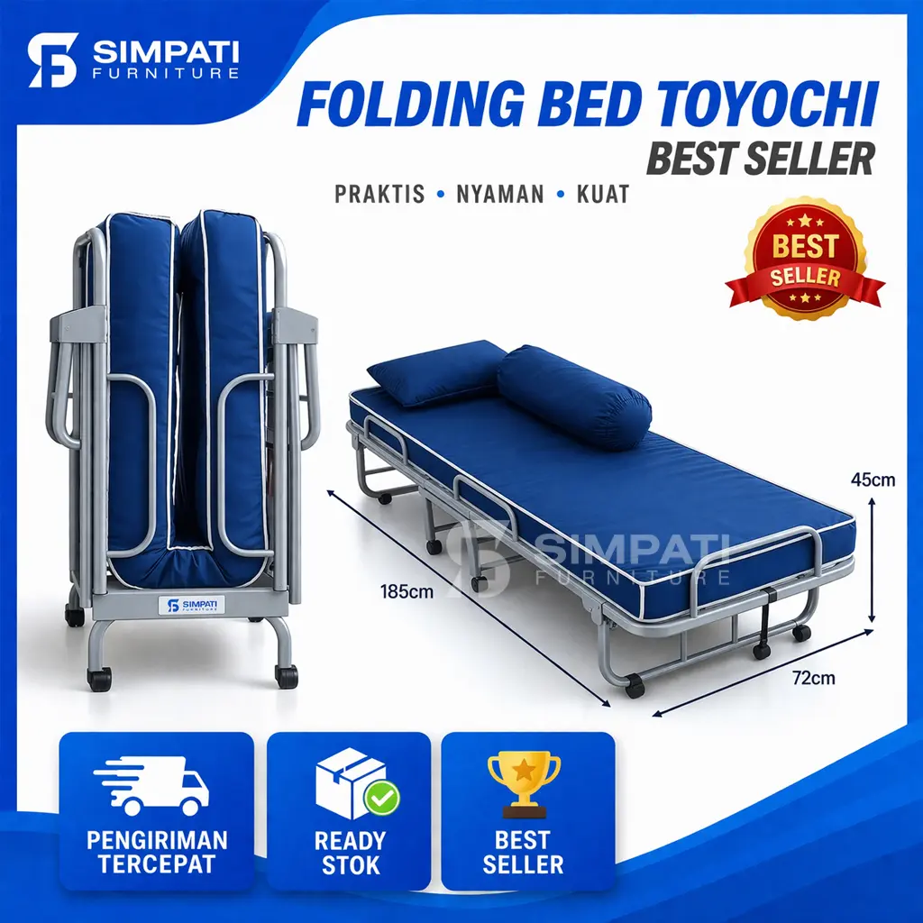 Ranjang lipat (folding bed) uk 72 cmx185cmx45 cm (khusus luar kota)