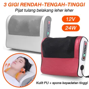 Bantal Pijat 24W DC12V untuk Leher Pinggang dan Punggung Multifungsi dengan 3 Tingkat Intensitas dan Fungsi Pemanas Hadiah Ideal Kulit PU + Spons Kepadatan Tinggi