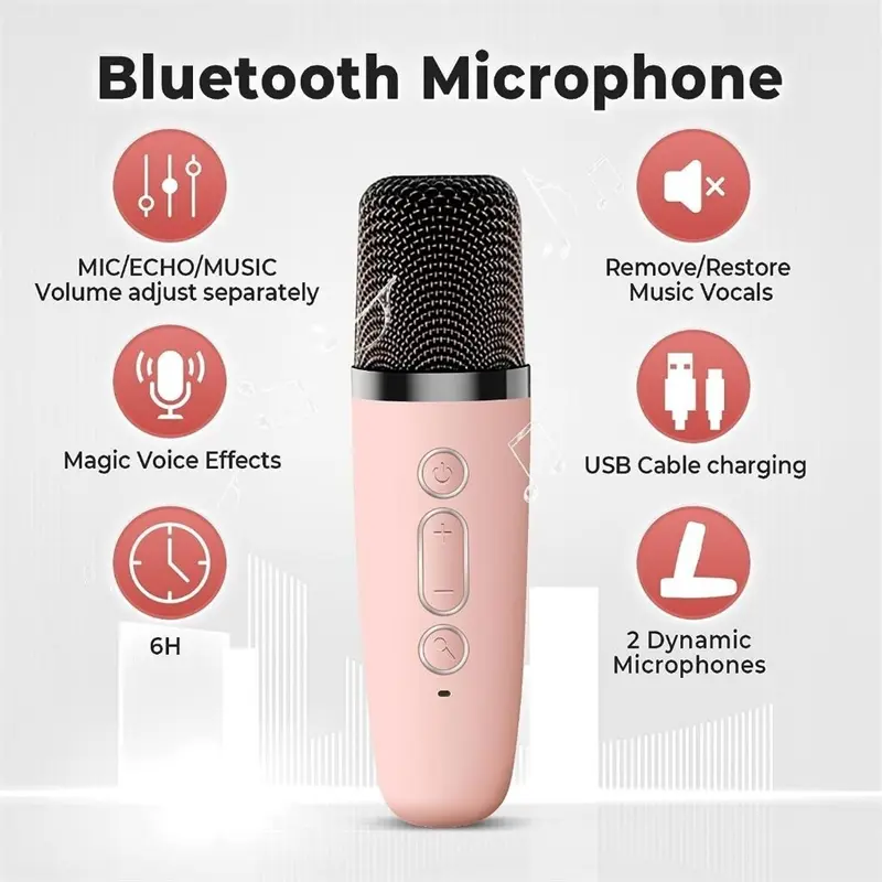 【Kkimi Lndonesia】K12 Mikrofon Bluetooth Speaker Karaoke Mikrofon Mini Portabel Dengan Rgb Cahaya Led 4
