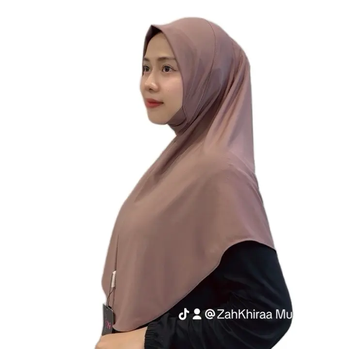 Hijab Bergo Instan Dagu Oval Ori Zahkhiraa - Muslim jersey premium Kerudung Cantik Nyaman 0