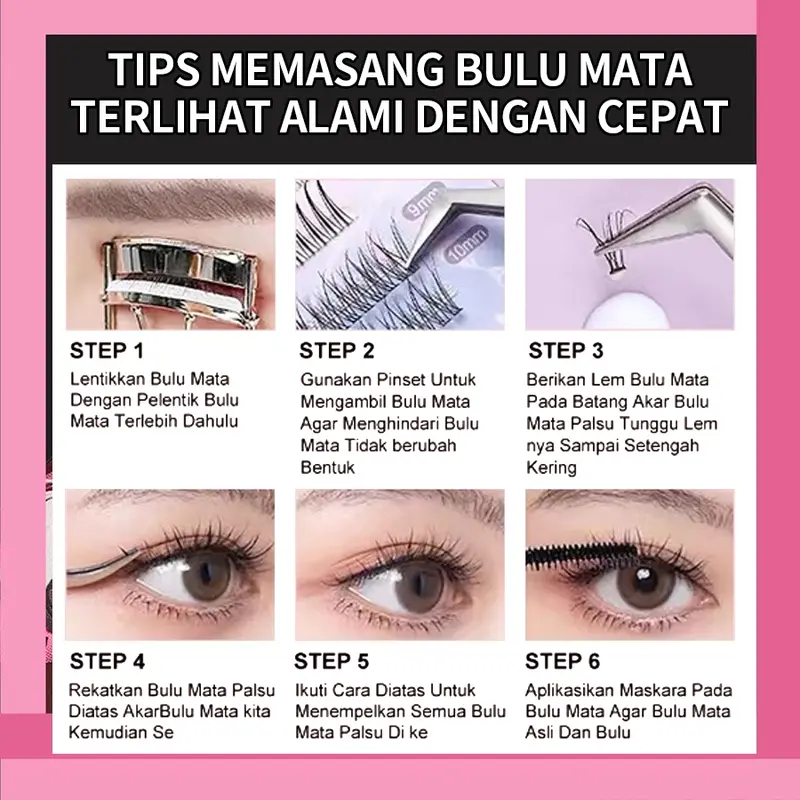 MILAI A08 Trilogy 10 Baris Bulu Mata Palsu  Berkualitas Tinggi + Lem Ekstensi Bulu Mata | Riasan Mata Bulumata Eyelash Pelentik 7