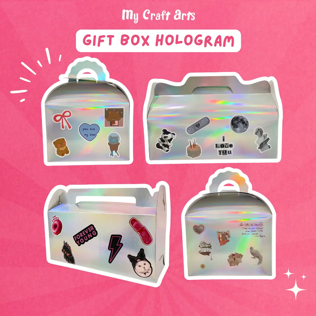 Gift Box Hologram - Kotak Hadiah Jinjing Sticker Retro Vintage Kekinian - My Craft Arts
