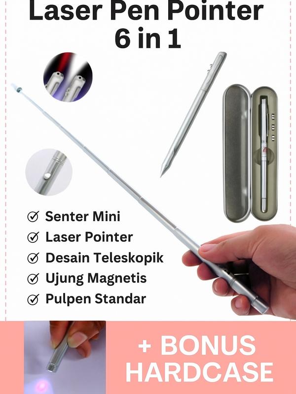 Multiple Use Pen Pointer Laser Pen Pointer 6 in 1 Multifungsi Senter + Pulpen + Laser + Magnet ...