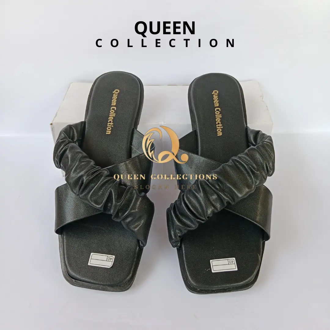 QUEEN - Sandal wanita Kerut silang zaura teralris Sendal Cewek