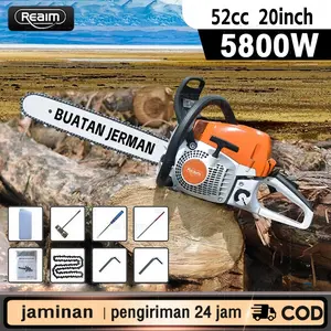 Mesin Potong Kayu 52CC 20inch Chainsaw 2Tak Untuk Gergaji Mesin Alat Outdoor Mesin Gergaji Kayu Gergaji Potong Pohon Kayu