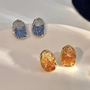 Anting-anting Kristal, Eksklusif Pulau Jingga, Jarum Perak 925, Warna Champagne, Barang Kemas Telinga Bergaya, Kancing Telinga Indah, Reka Bentuk Kualiti Tinggi, Ketibaan Baru