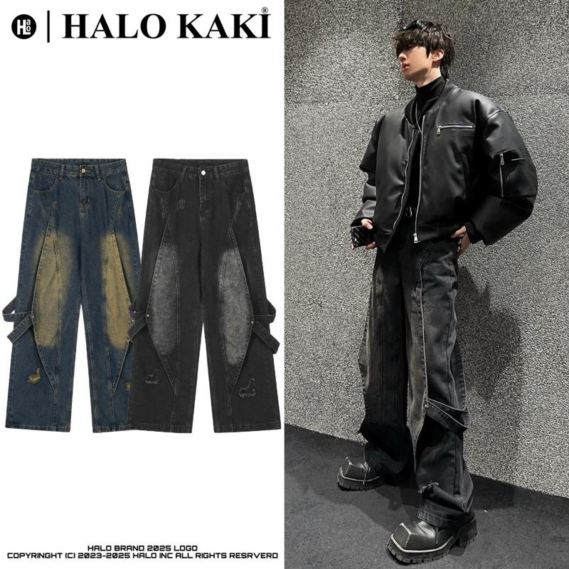 JEANS MANG MỰC PHỐI DÂY - QUẦN JEAN TÚI HỘP TO ỐNG RỘNG PHỦ GÓT GIÀY PHONG CÁCH Y2K Menswear Nam Denim Pants Có Túi Nam Menswear Pants Baggy Ong