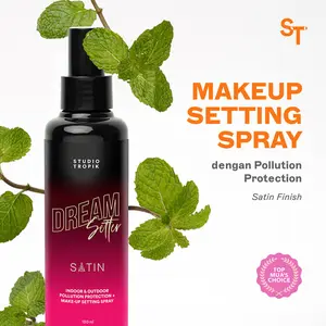 STUDIO TROPIK DreamSetter SATIN Makeup Setting Spray - Makeup tahan lama 16 Jam | Semua jenis kulit | tranferprood, waterproof, smudgeproof | Glowy Finish | rekomendasi MUA |  Anti-polusi, Acne friendly