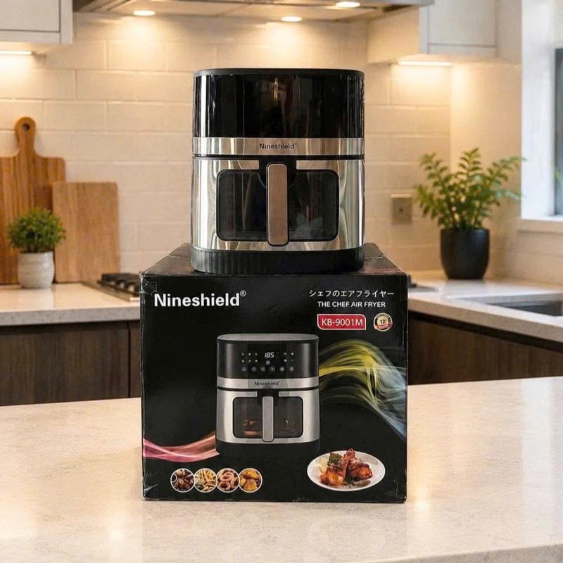 NỒI CHIÊN KHÔNG DẦU NINESHIELD KB-9001M -2 CHUẨN DUNG TÍCH 15L, CÔNG NGHỆ RAPID AIR, TUẦN HOÀN NHIỆT 360 ĐỘ - NƯỚNG NHANH, CHÍN ĐỀU, HẠN CHẾ DẦU MỠ