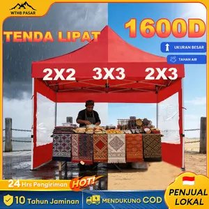 WTHB PASAR Tenda Lipat Tenda Jualan 3x3 Set Lengkap Tenda Lipat Dinding 1600D Tenda Bazar Gazebo Outdoor Waterproof Pameran Dagang