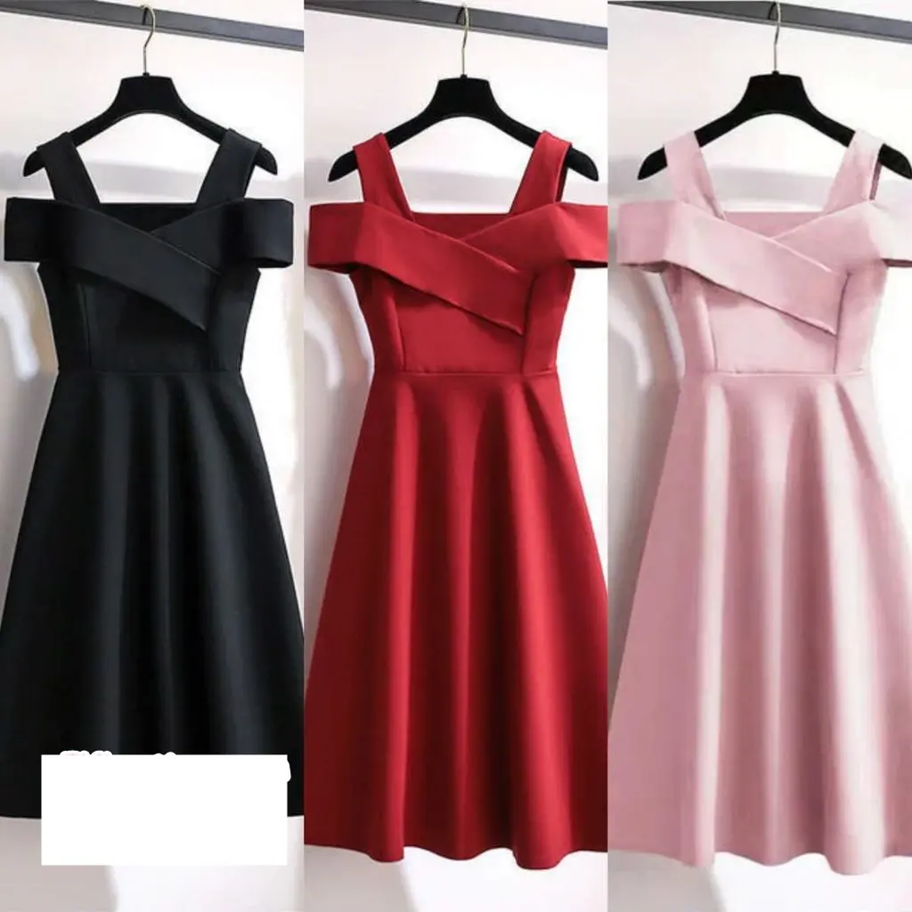 READY STOCK Woman Sexy Off Shoulder Slim Fit V-Neck Mini Dress Pink/Red/Light Blue/Black