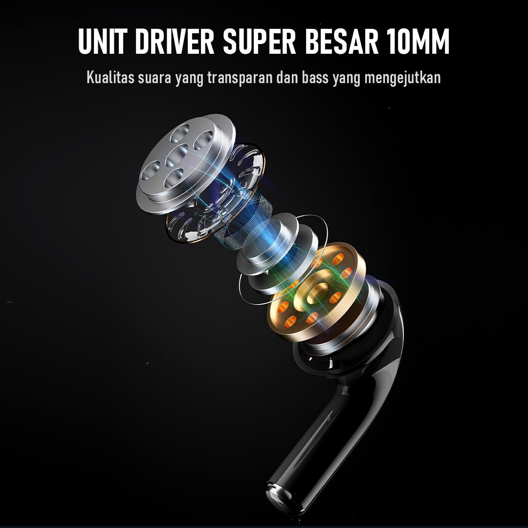 Paket Bundling TWS + Case - Robot TWS Wireless Earphone Airbuds New T50S dan case T50S Original BT 6.0 True Wireless Headset Bluetooth Earbuds IPX4 WaterProof - Garansi 1 Tahun [BISA COD]