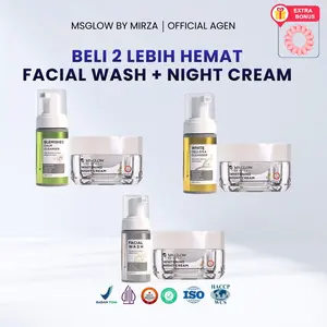 PROMO DOUBLE HEMAT - BUNDLING NIGHT CREAM + FACIAL WASH MSGLOW BEBAS PILIH