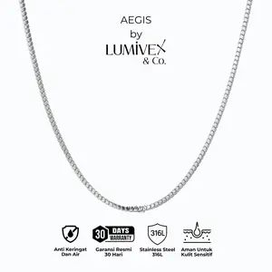 Kalung Pria Titanium Silver Anti Karat Korea / Kalung Silver Lumivex - Bellen Aegis