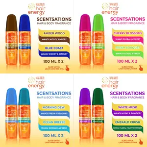 Paket Kombo Makarizo Hair Energy Scentsations Hair & Body Fragrance 100mL [Parfum Rambut & Badan / Hair Mist / Hair Fragrance / Hair Perfume / Body Mist / Body Fragrance / Body Perfume / Parfum Wangi ]