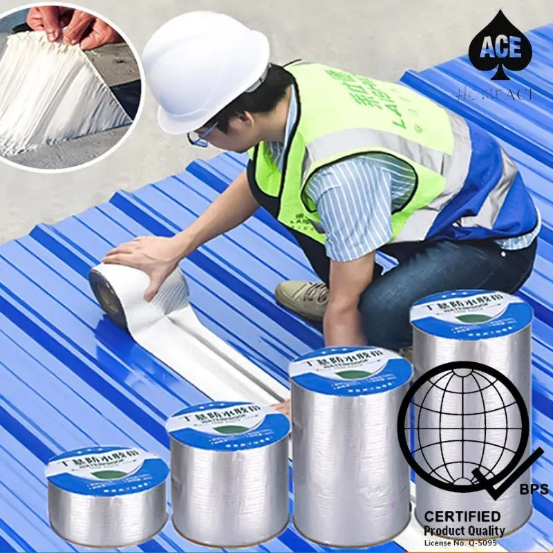 Pita Aluminium Foil Butyl Tahan Air Cocok untuk memperbaiki kebocoran atap, penyegel atap, dan retakan dinding.
