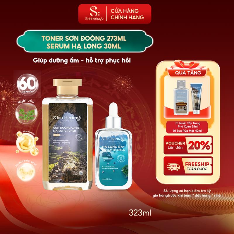  Bộ Sản Phẩm Chuyên Cấp Ẩm Phục Hồi & Cân Bằng Da SKIN HERITAGE Serum Hạ Long 50ml và Toner Sơn Đoòng 273ml 