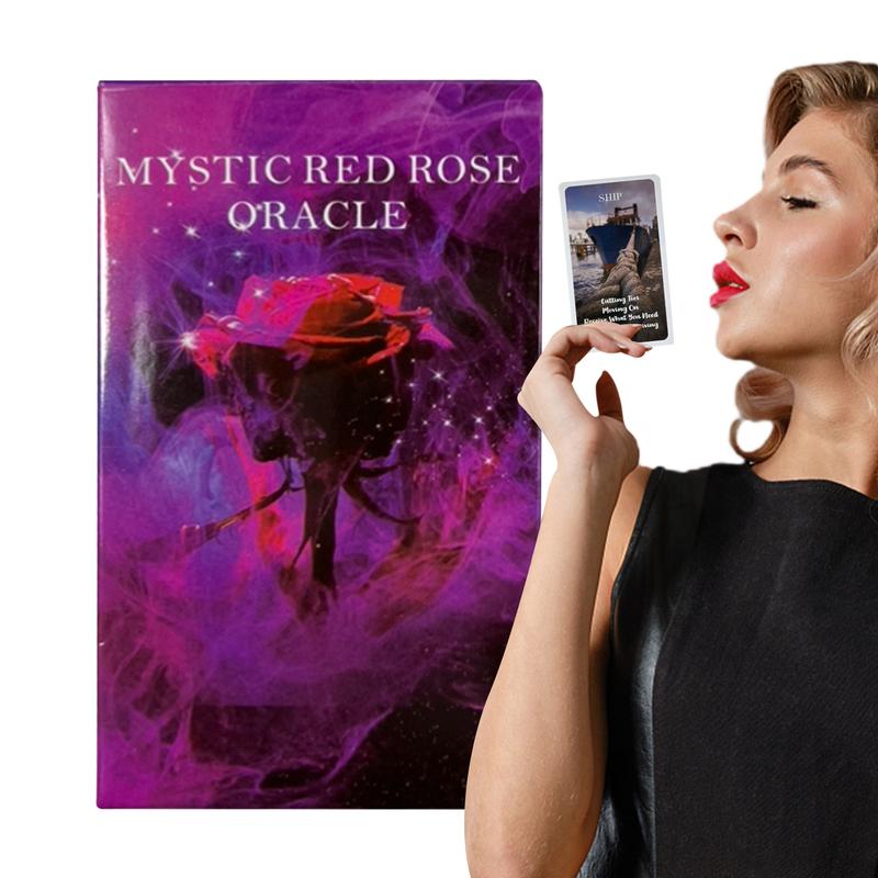 Product Introduction of 53Pcs Mystic Red Rose Oracle Tarot Cards Set For Beginners Reading Cards For Fortune Telling Game Tarot Deck Gifts For Friends 3