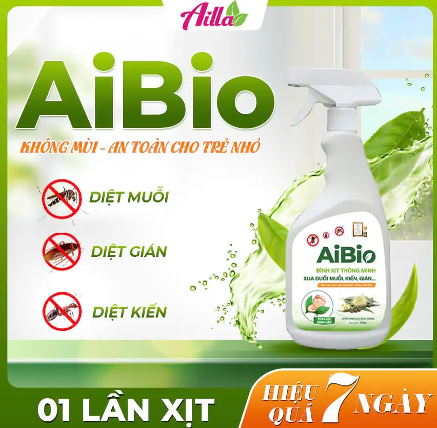 01 Bình Xịt Thông Minh Ailla AiBio Xua Đuổi Muỗi, Kiến, Gián,... Hiệu Quả Nhanh, An Toàn Cho Cả Người Và Vật Nuôi