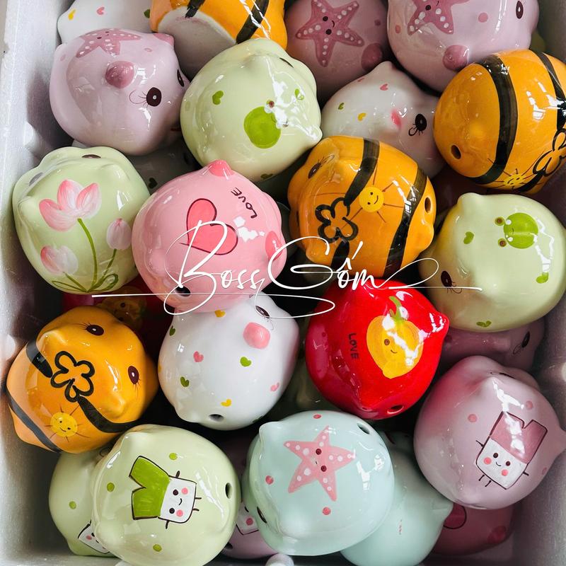 Heo đất tiết kiệm Lợn đất Heo sứ Ống heo tiết kiệm bằng sứ Heo mini siêu dễ thương Decor trang trí