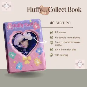 (Free cover) Fluffy Bear Collect Book 1P Kolbuk Photocard isi 40 Slot Photocard Kpop - Album Mini Korea Heart Album Case Foto
