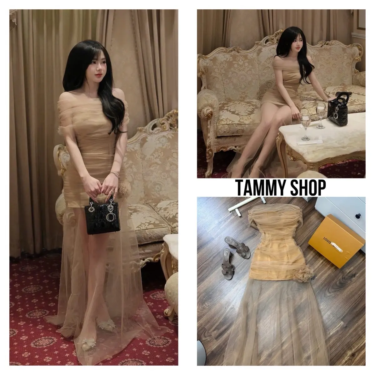 by TAMMYSHOP - Váy lưới trễ vai maxi đính hoa điểm nhấn sang chảnh nhẹ nhàng