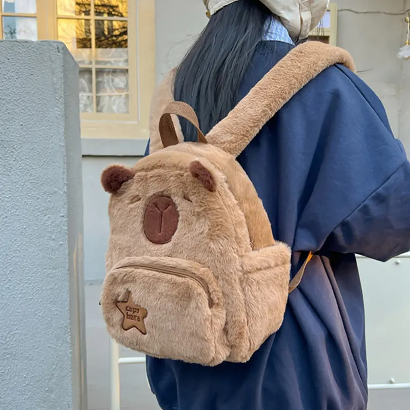 【School bag】Ransel Mewah Kapibara Capybara bobeka lucu Coklat Kapasitas Besar Fashion Backpack 3