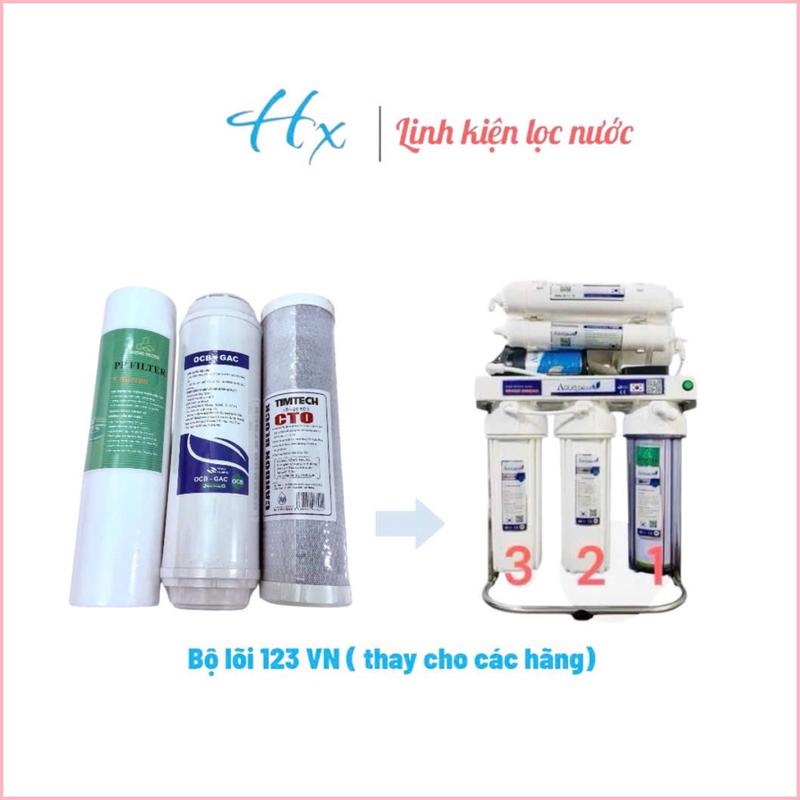 Bộ 3 lõi lọc 123 ( PP-UDF-CTO) dùng cho máy lọc nước các hãng