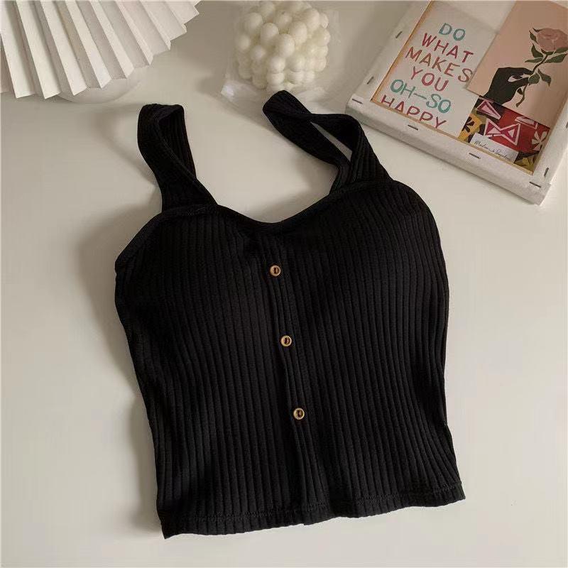 Cute Sleeveless Cropped Tank Top Women's Crop Top Summer 2024 Korean Corset Top Camisole Knit Sexy Slim Vest with Bra Pads Tops Female Y2k 7