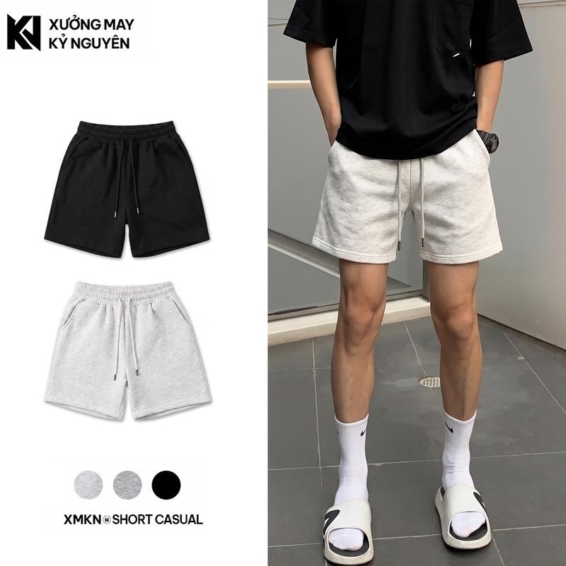 Quần Short Nam Casual Nỉ 2 Da XMKN - Quần Đùi Nỉ Trơn Form Trên Gối Basic Menswear.