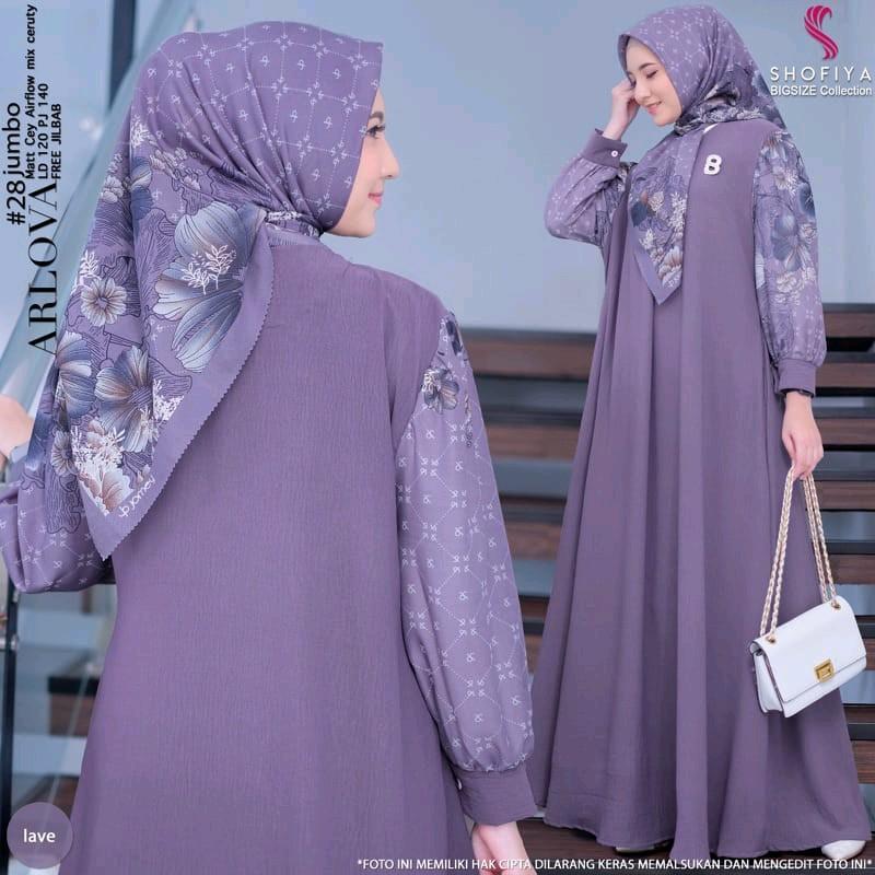 gamis wanita set hijab modis size jumbo arlova series 120 by shofiya kekinian Linen Kancing Airflow 5
