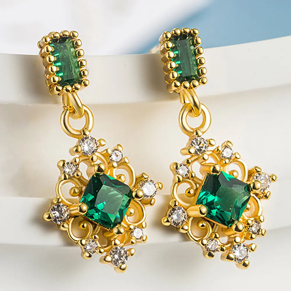 (COD) Anting Gold Emerald Premium Elegan Berkilau Timeless Y101