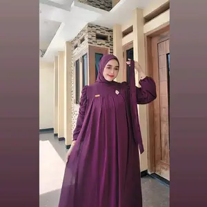 Nagita Set Hijab & Belt.Gamis Ceruti baby doll Greet A+,non Busui