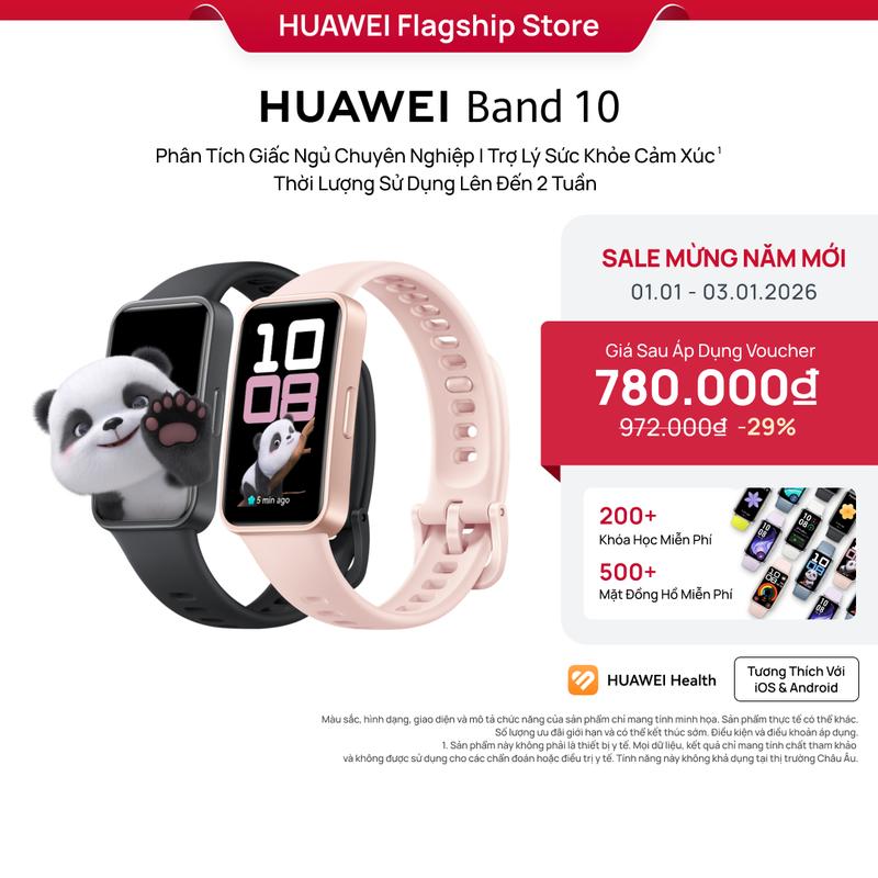  Vòng Đeo Tay Thông Minh | HUAWEI Band 10 | Khung Hợp Kim Nhôm Tinh Tế 1 | Phân Tích Giấc Ngủ Chuyên Nghiệp | Trợ Lý Sức Khỏe Cảm Xúc 