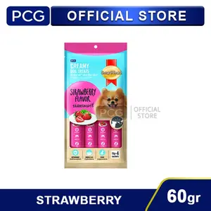SmartHeart Snack Anjing Creamy Treats Dog Strawberry Flavor 4's 60 Gr
