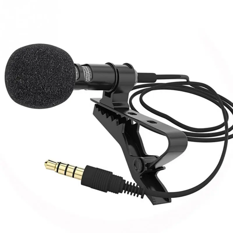 3.5 mm Microphone Clip Tie Collar for Mobile Phone Speaking in Lecture 1.5m Bracket Clip Vocal Audio Lapel Microphones