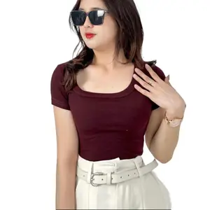 AIJO| (READY) Aqilla Uneck Top - Atasan Wanita Uneck Top Bodyfit Panjang Lembut Rib Baju Basic Crop Polos