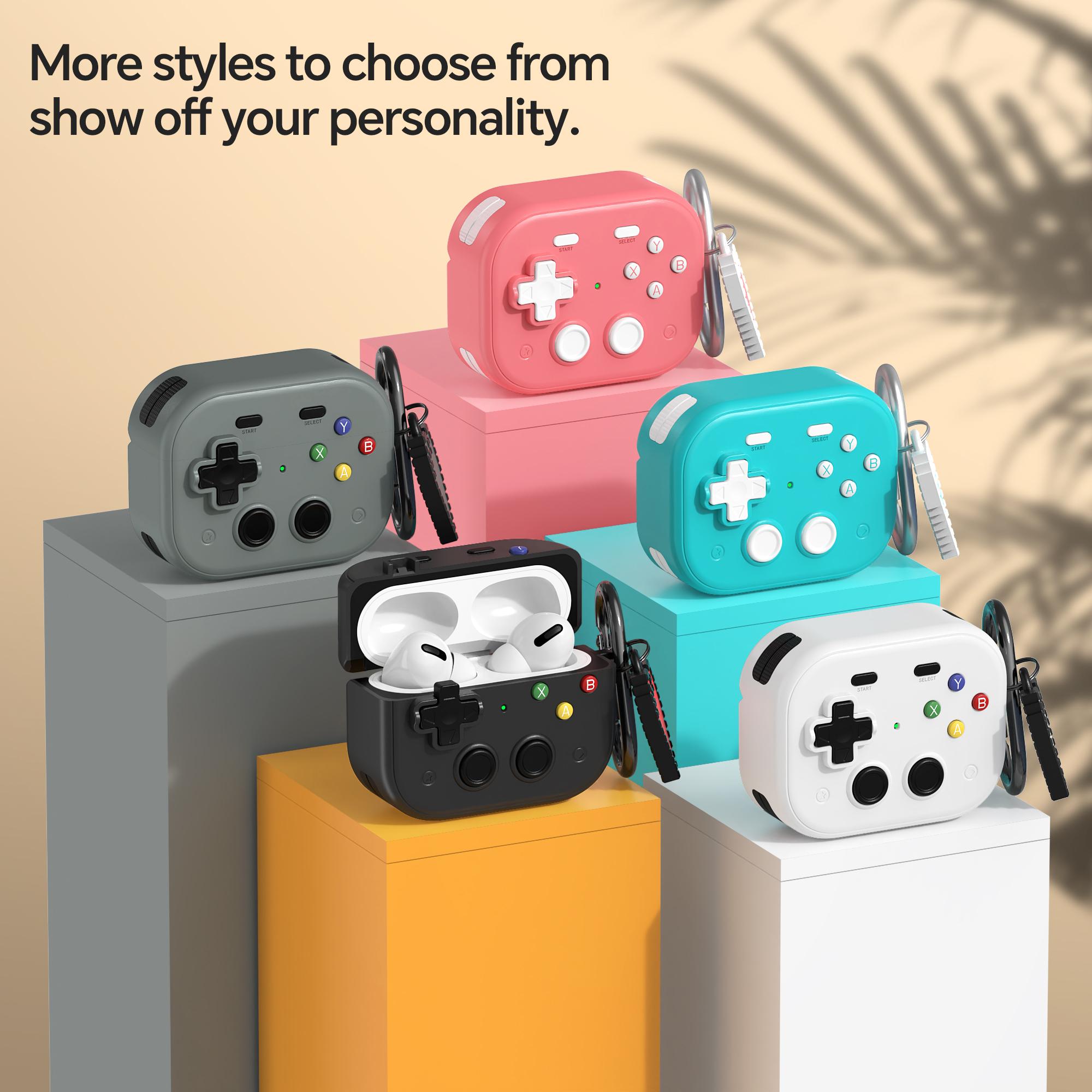 เคส AirPods Pro 2, เคสป้องกันแบบแข็ง, พร้อมสวิตช์ปุ่มกด, ดีไซน์การ์ตูนเกม, เข้ากันได้กับ AirPods Pro