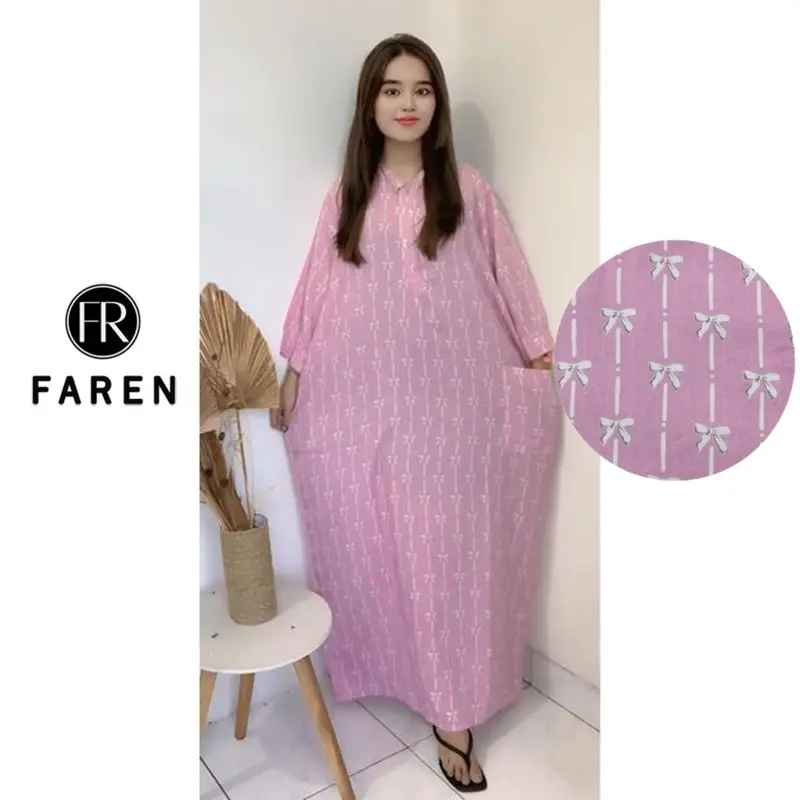 Daster Faren - Gamis Saku Jumbo lengan 3/4 polos dan motif gamis  rayon premium 2